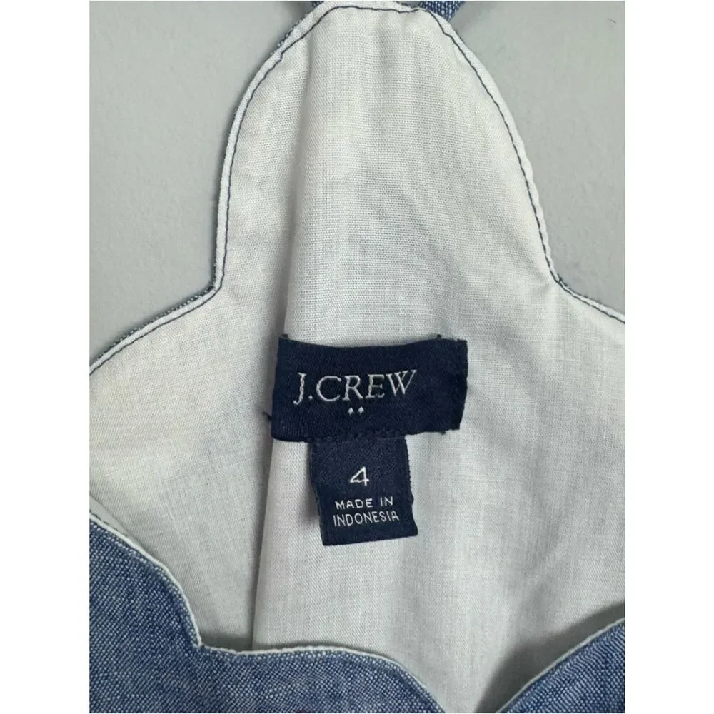 J. CREW | Blue Denim-Look Scallop-Edge Cami Tank Top Women’s Size 4
